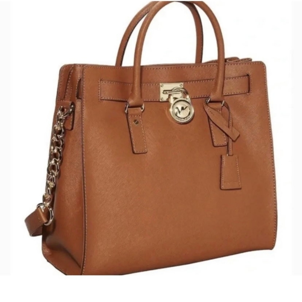 MK Michael Kors Hamilton Camel Brown  Leather Large Tote